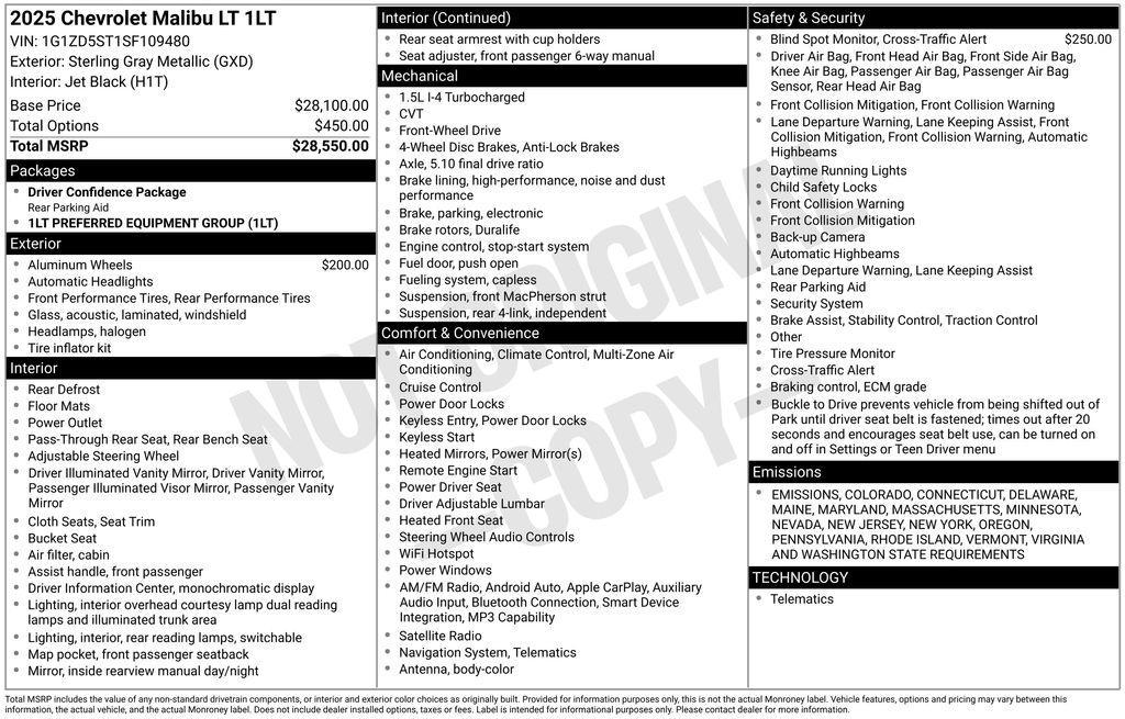new 2025 Chevrolet Malibu car, priced at $27,745