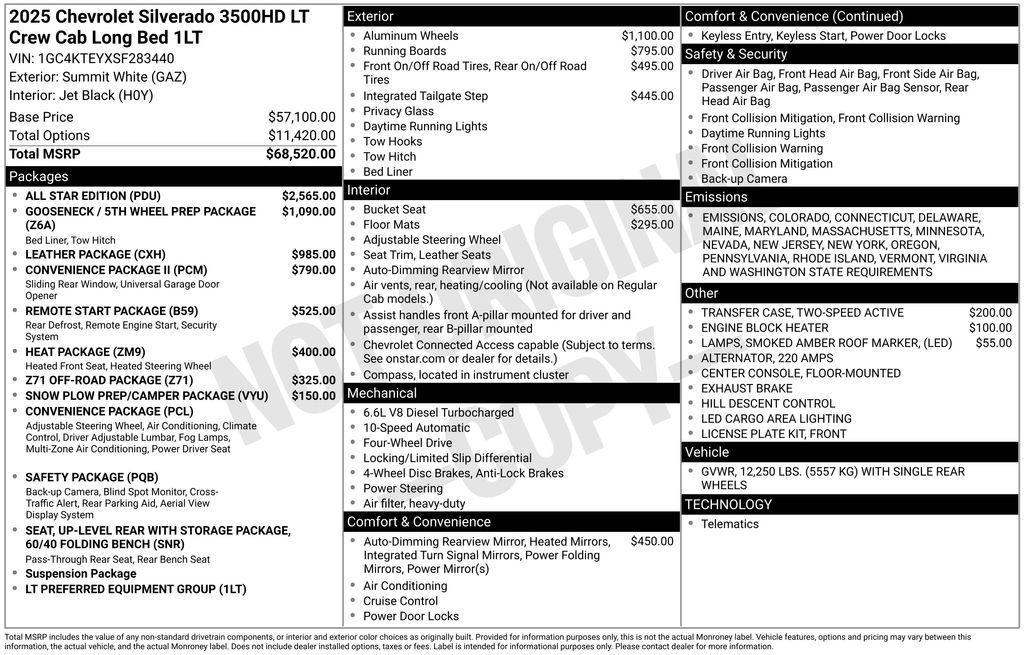new 2025 Chevrolet Silverado 3500 car, priced at $78,600