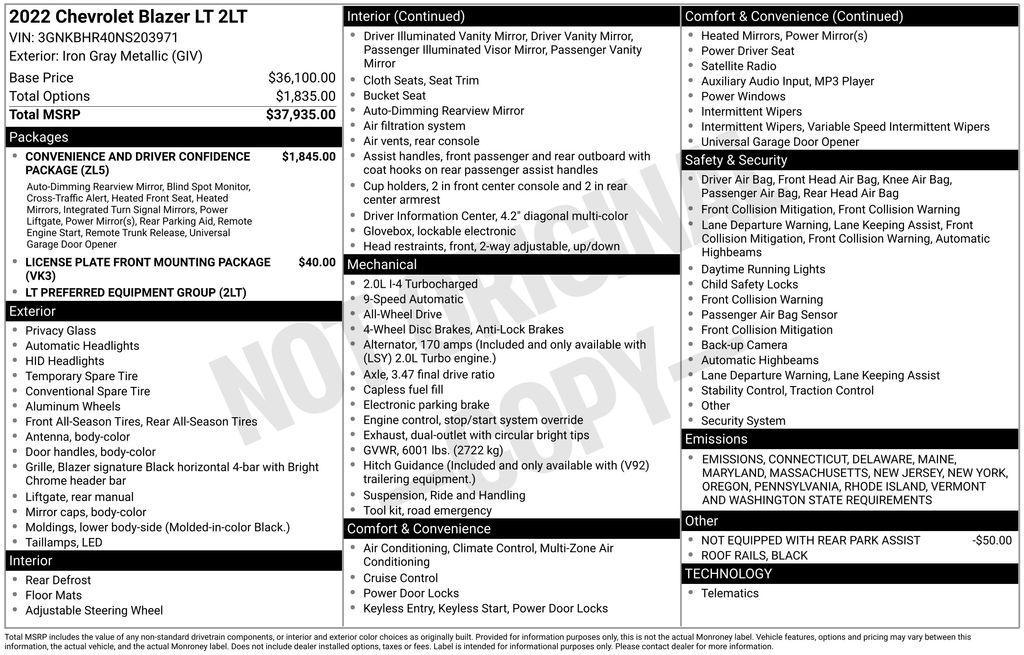 used 2022 Chevrolet Blazer car, priced at $25,663