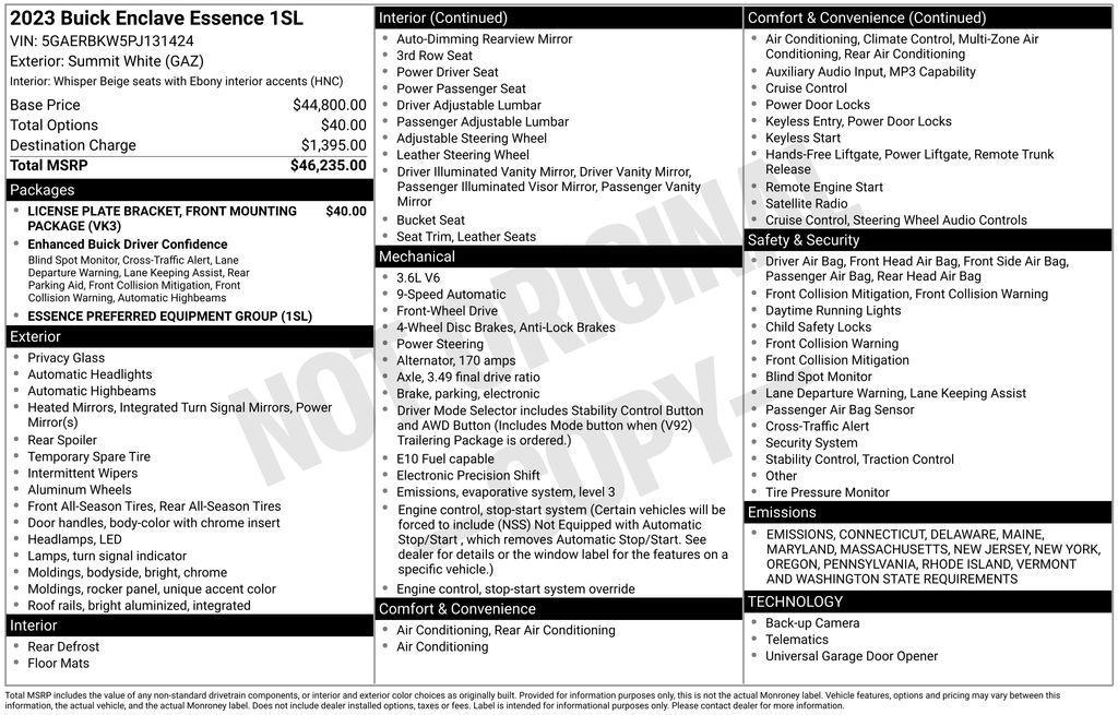 used 2023 Buick Enclave car, priced at $31,590