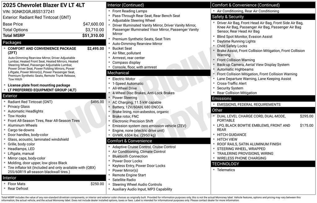 new 2025 Chevrolet Blazer EV car, priced at $45,205