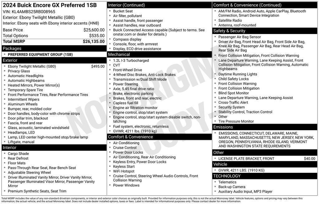 used 2024 Buick Encore GX car, priced at $23,349