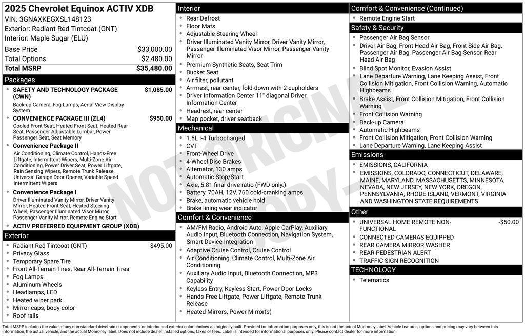 new 2025 Chevrolet Equinox car, priced at $35,375