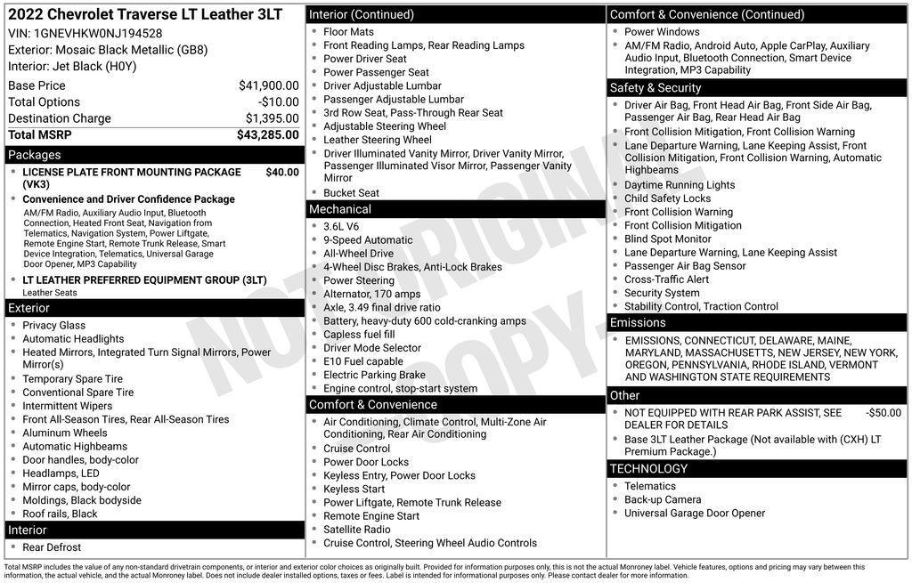 used 2022 Chevrolet Traverse car, priced at $31,951