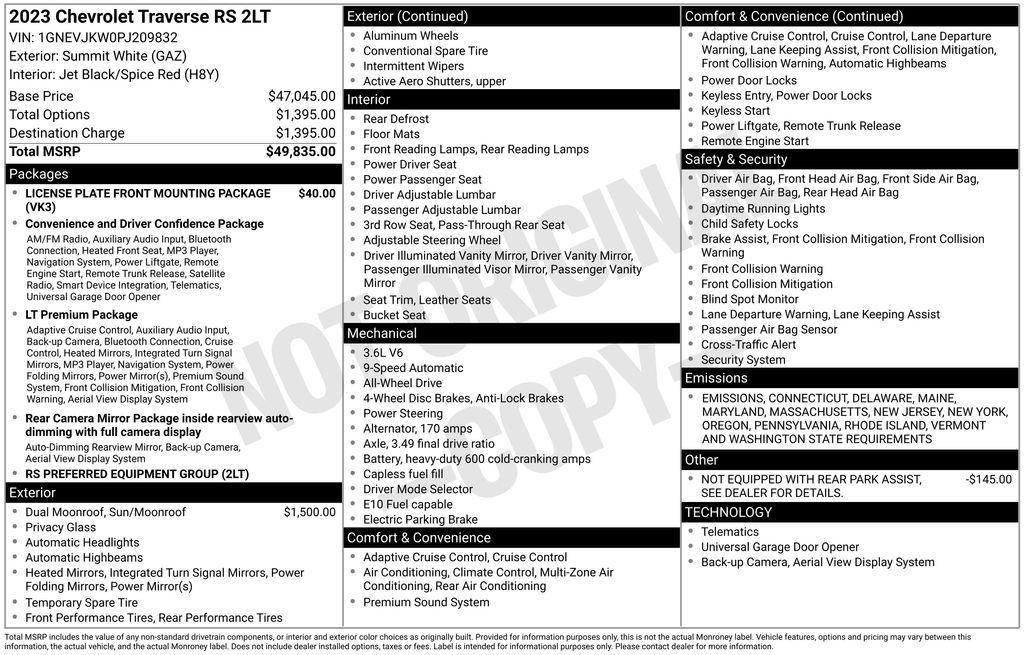 used 2023 Chevrolet Traverse car, priced at $36,049