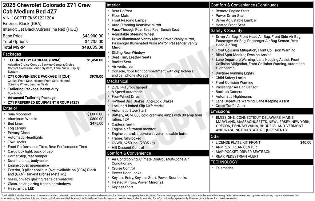 new 2025 Chevrolet Colorado car, priced at $47,830