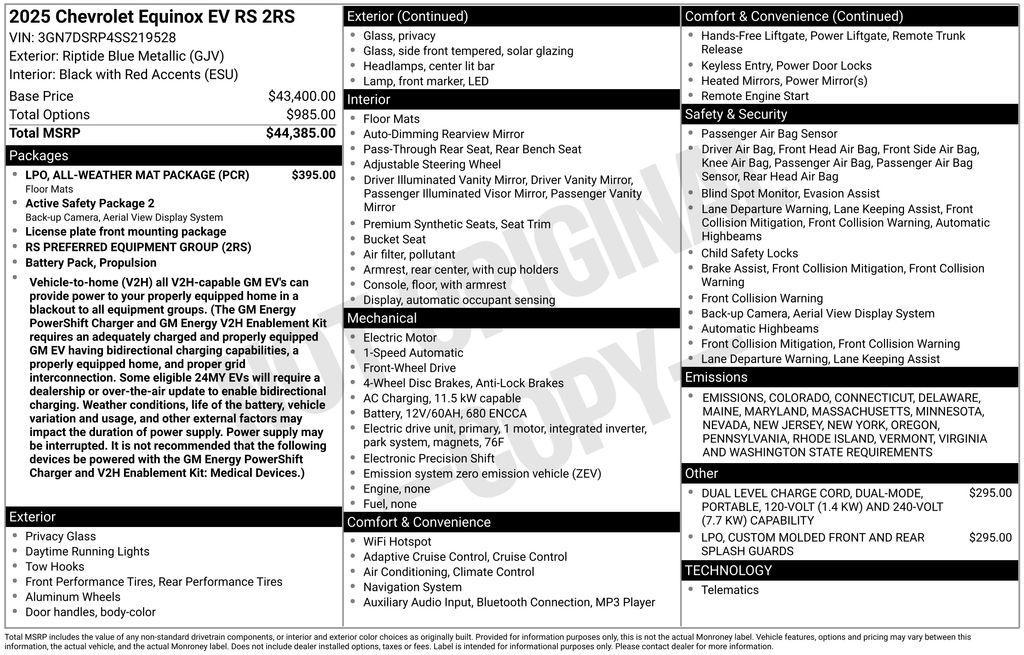 new 2025 Chevrolet Equinox EV car, priced at $38,680