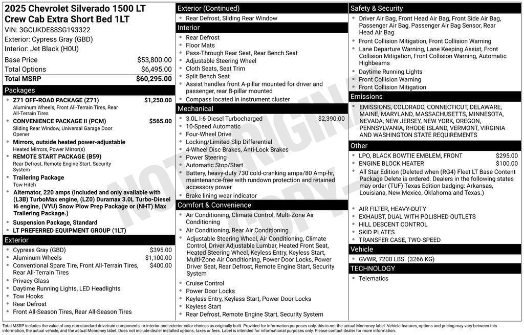 new 2025 Chevrolet Silverado 1500 car, priced at $58,190
