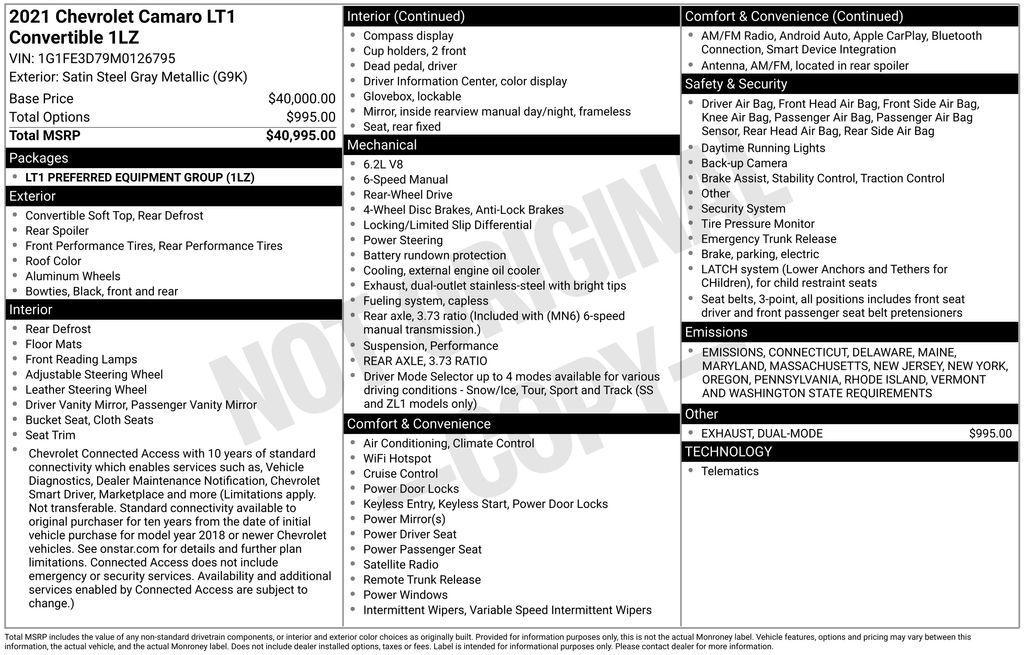 used 2021 Chevrolet Camaro car, priced at $35,394