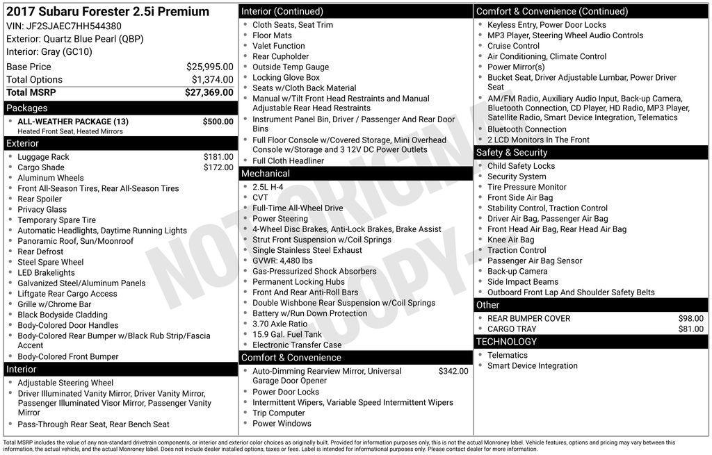 used 2017 Subaru Forester car, priced at $16,574