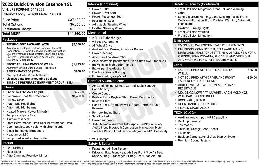 used 2022 Buick Envision car, priced at $28,634