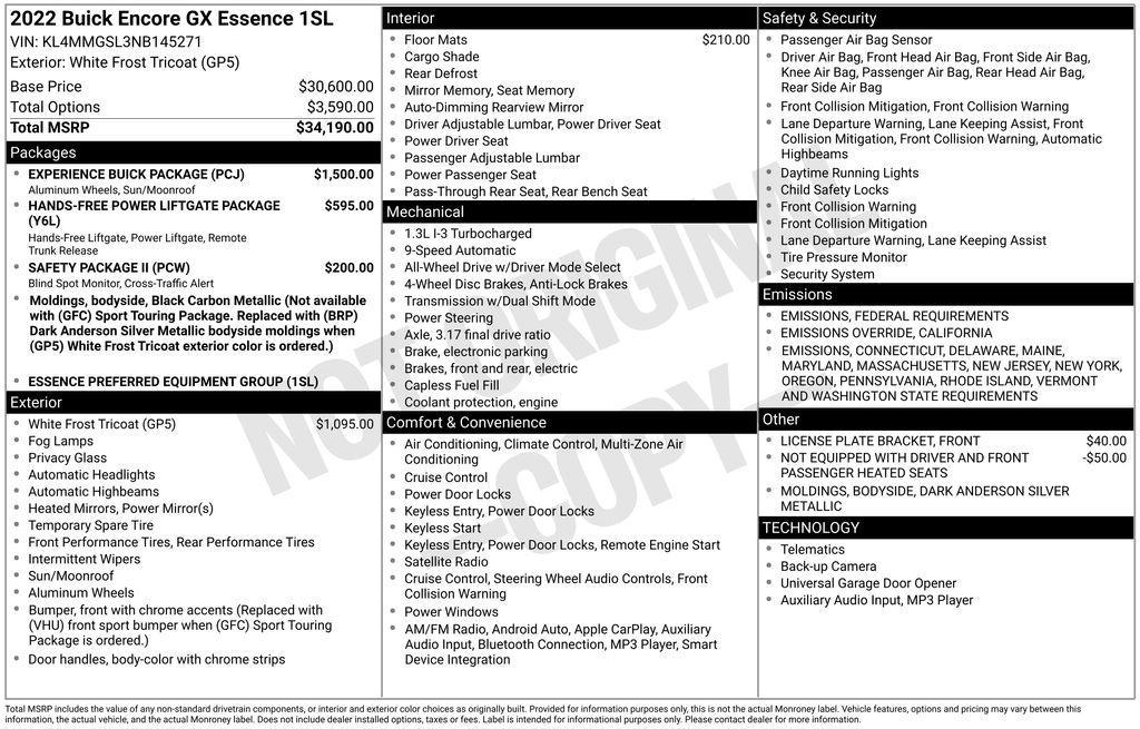 used 2022 Buick Encore GX car, priced at $24,499