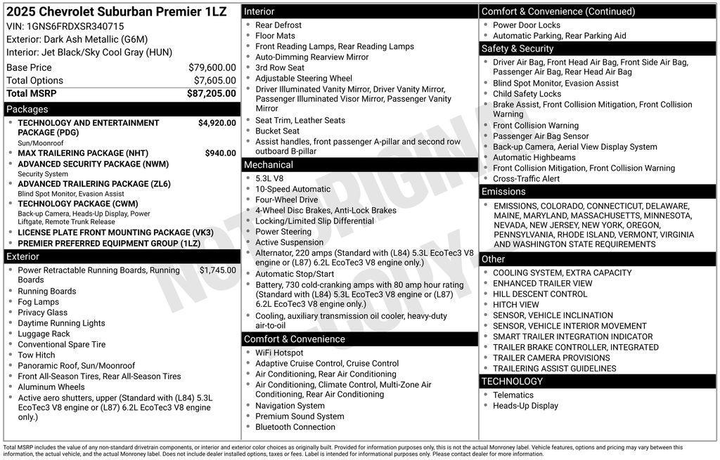 new 2025 Chevrolet Suburban car, priced at $87,900