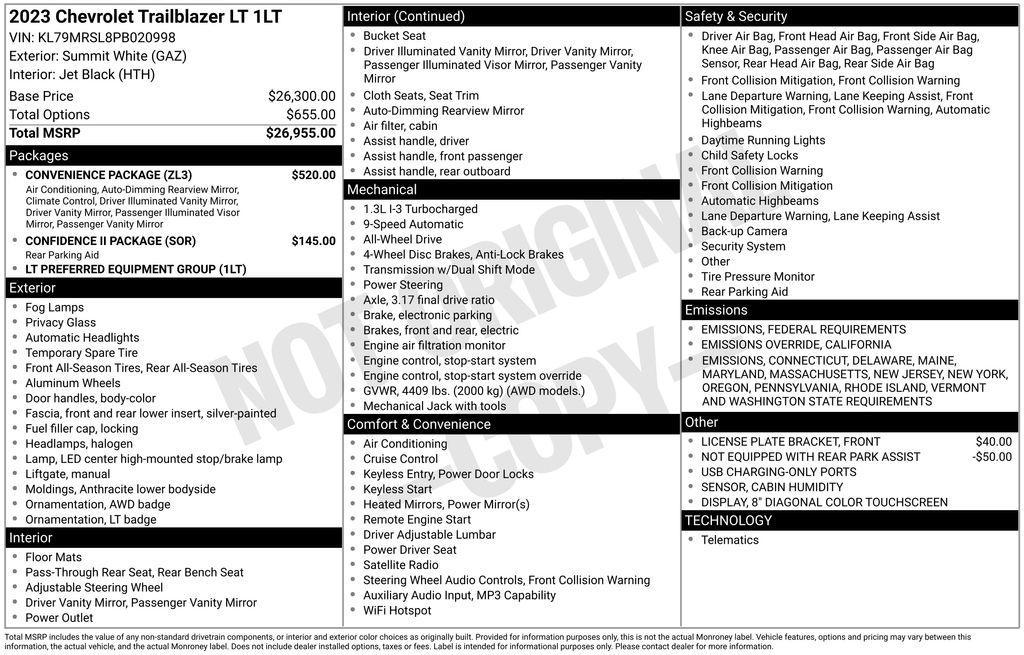 used 2023 Chevrolet TrailBlazer car, priced at $21,951