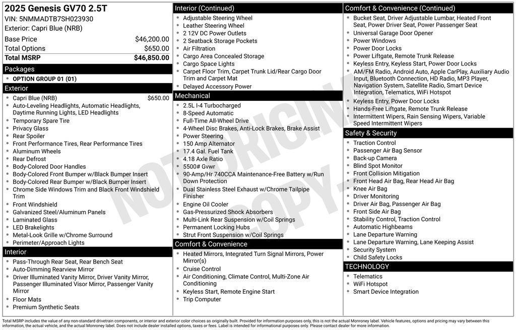 used 2025 Genesis GV70 car, priced at $40,414