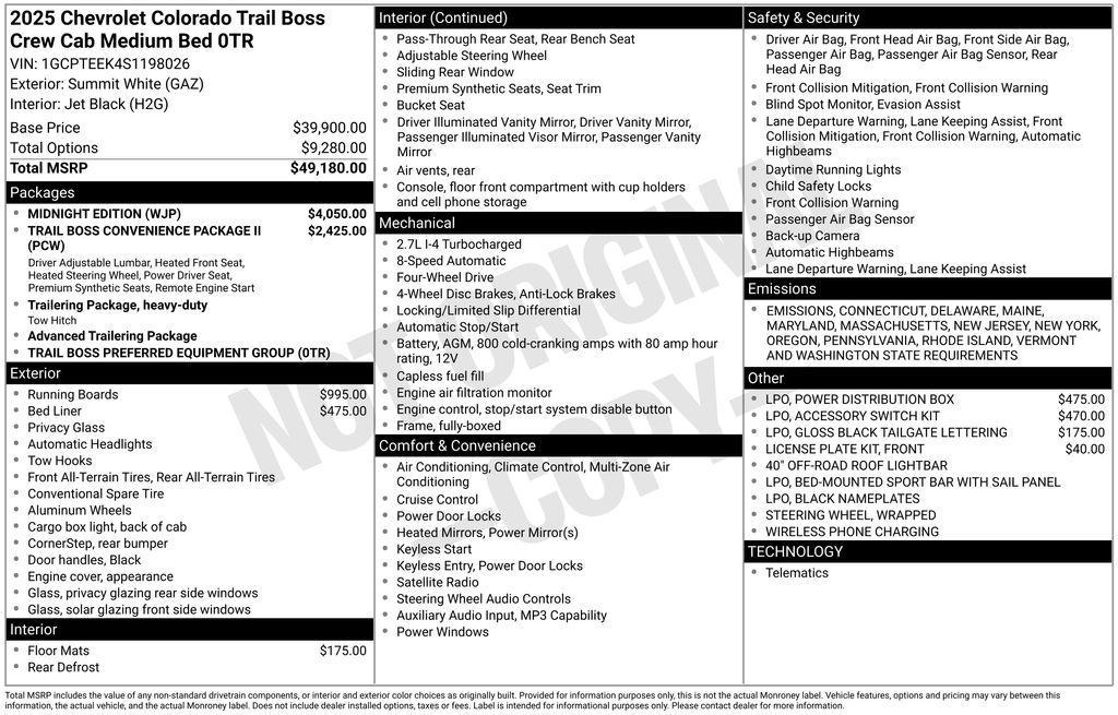 new 2025 Chevrolet Colorado car, priced at $48,875
