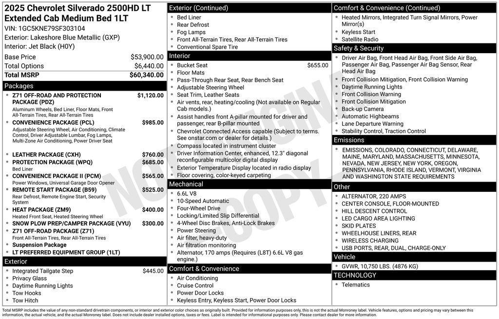 new 2025 Chevrolet Silverado 2500 car, priced at $57,885