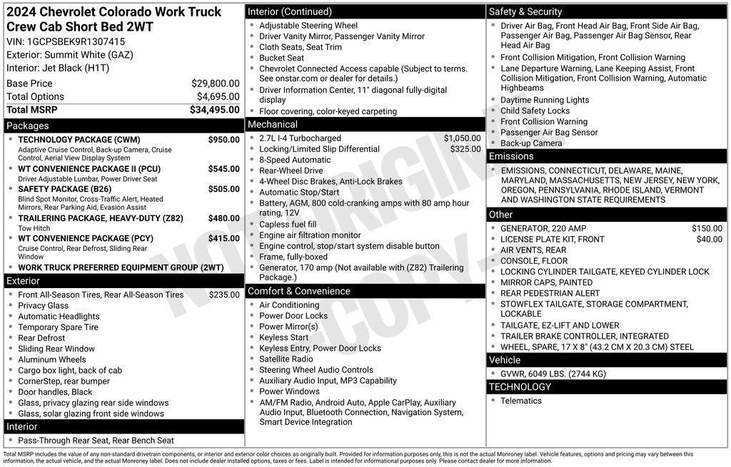 new 2024 Chevrolet Colorado car, priced at $33,090