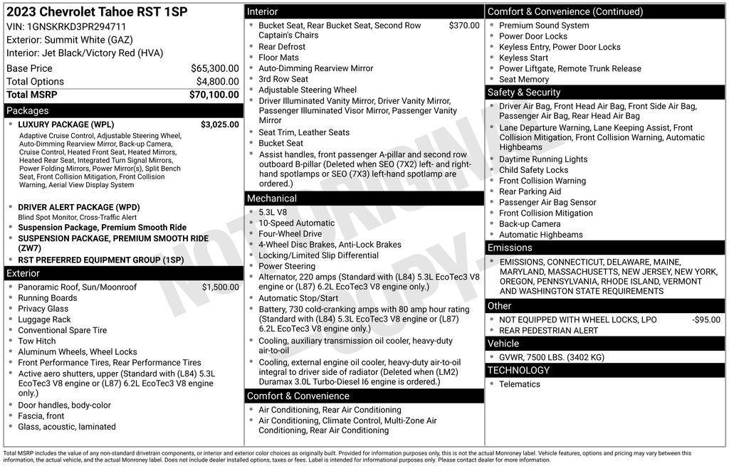 used 2023 Chevrolet Tahoe car, priced at $62,320