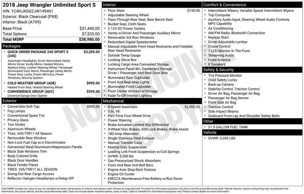 used 2018 Jeep Wrangler Unlimited car, priced at $24,781