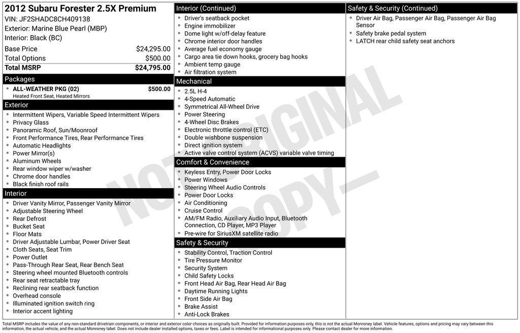used 2012 Subaru Forester car, priced at $8,934