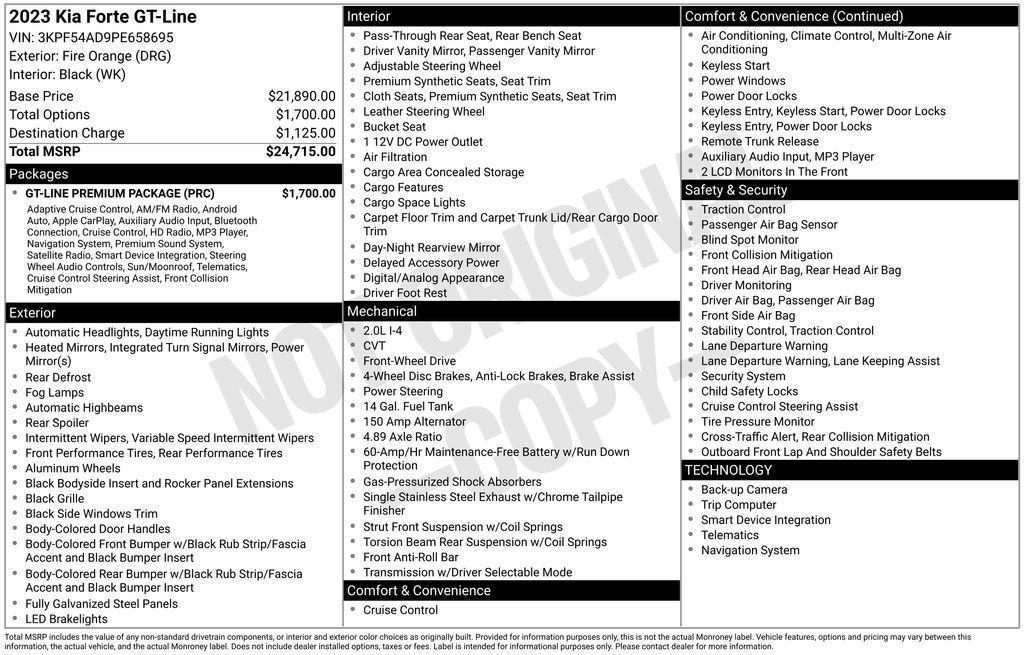 used 2023 Kia Forte car, priced at $19,225