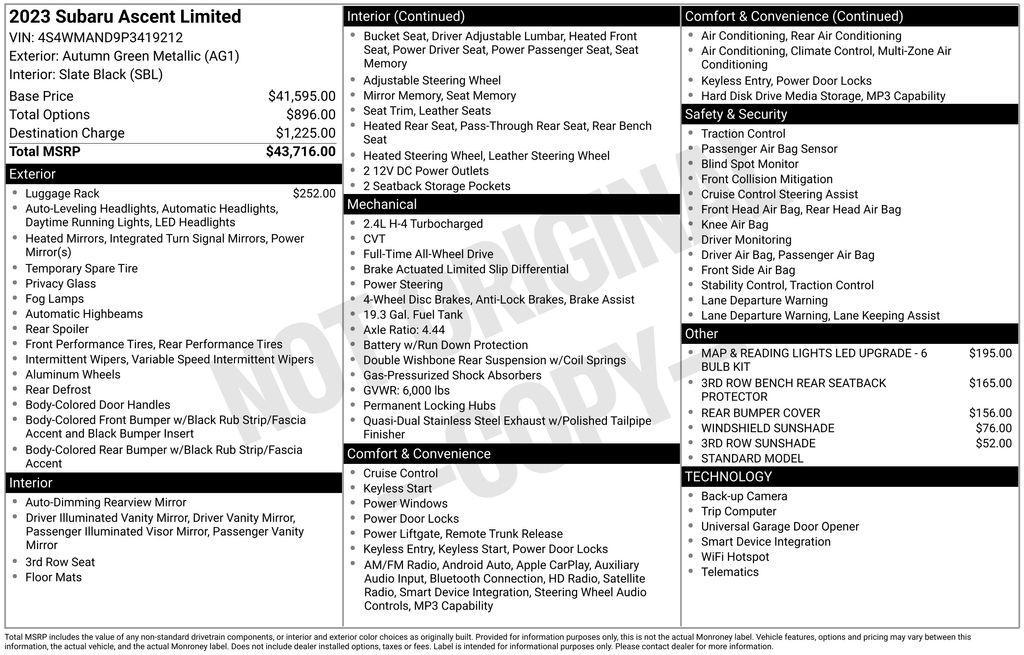 used 2023 Subaru Ascent car, priced at $31,760