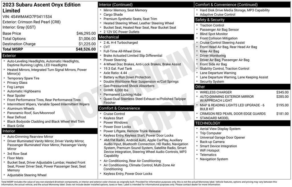 used 2023 Subaru Ascent car, priced at $33,254