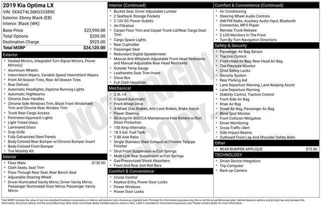 used 2019 Kia Optima car, priced at $12,740