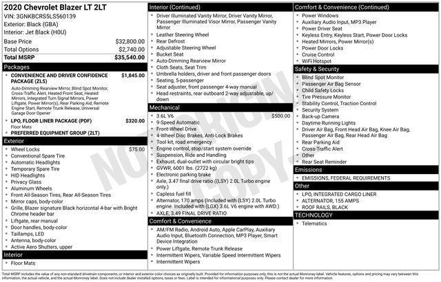 used 2020 Chevrolet Blazer car, priced at $21,650