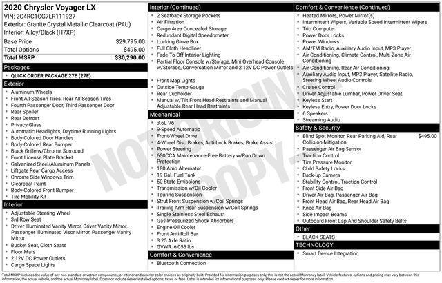 used 2020 Chrysler Voyager car, priced at $19,947