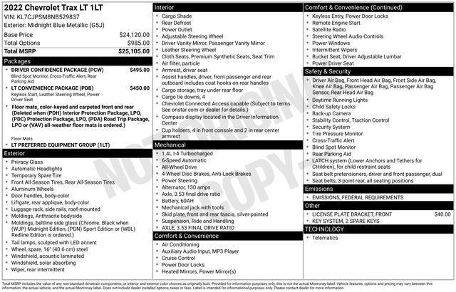 used 2022 Chevrolet Trax car, priced at $21,119