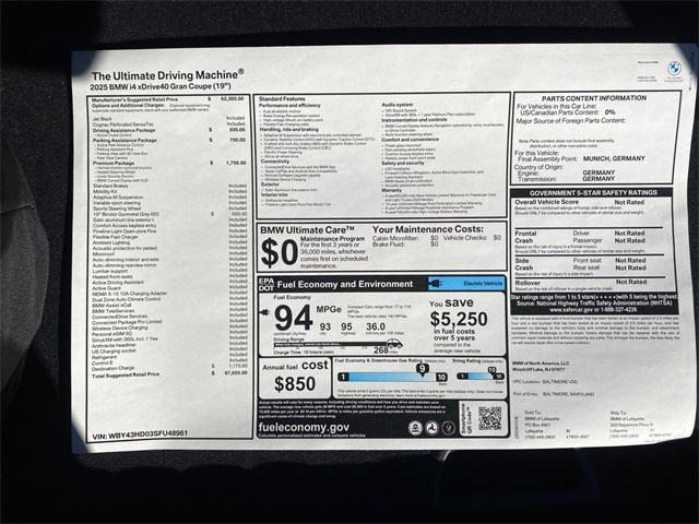 new 2025 BMW i4 Gran Coupe car, priced at $67,025