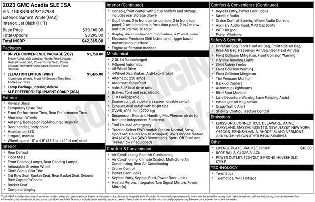 used 2023 GMC Acadia car, priced at $30,893