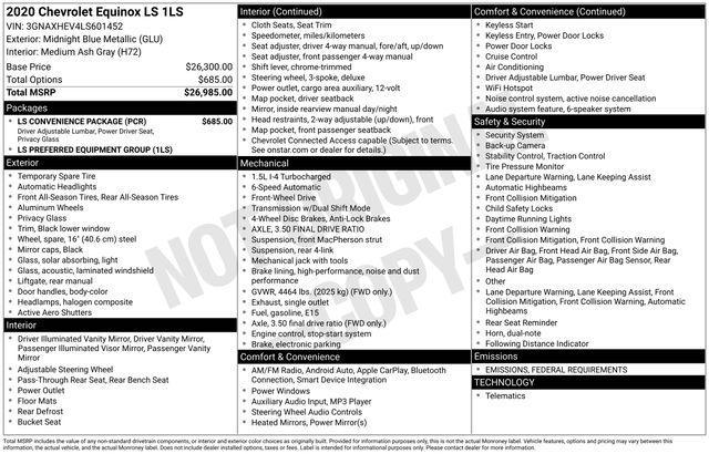 used 2020 Chevrolet Equinox car, priced at $17,993