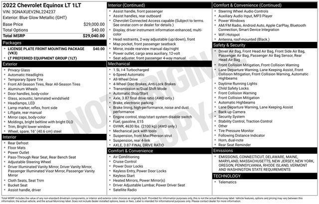 used 2022 Chevrolet Equinox car, priced at $21,997