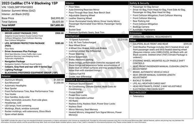 used 2023 Cadillac CT4-V car, priced at $60,430