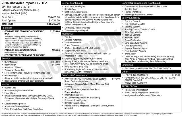 used 2015 Chevrolet Impala car, priced at $11,402