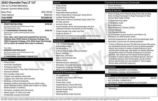 used 2022 Chevrolet Trax car, priced at $20,101
