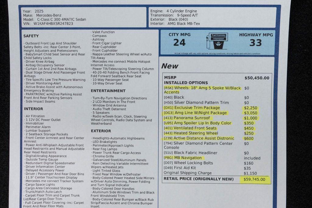 used 2025 Mercedes-Benz C-Class car, priced at $40,995