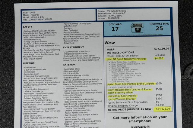 used 2021 Maserati Ghibli car, priced at $34,587