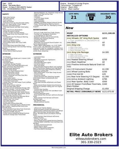 used 2022 Mercedes-Benz S-Class car, priced at $59,985