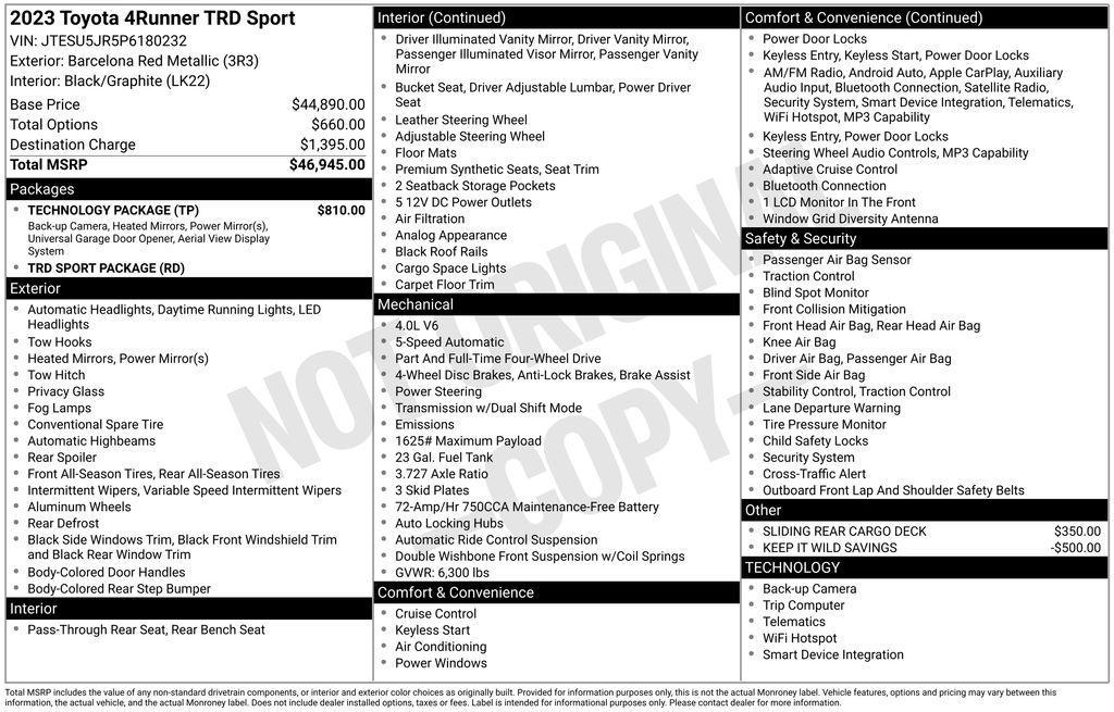 used 2023 Toyota 4Runner car, priced at $40,911