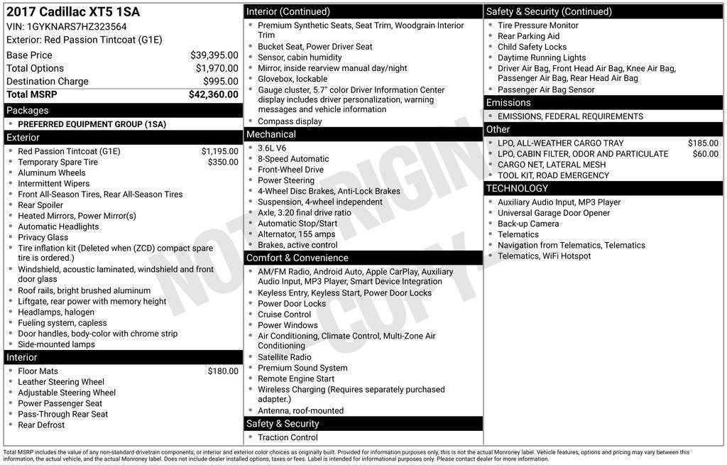 used 2017 Cadillac XT5 car, priced at $19,257