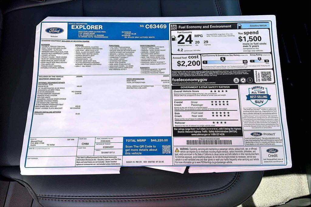 new 2025 Ford Explorer car, priced at $44,720