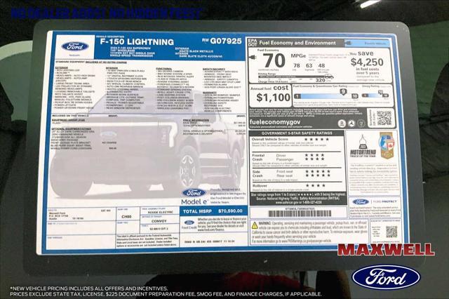 new 2024 Ford F-150 Lightning car, priced at $66,590