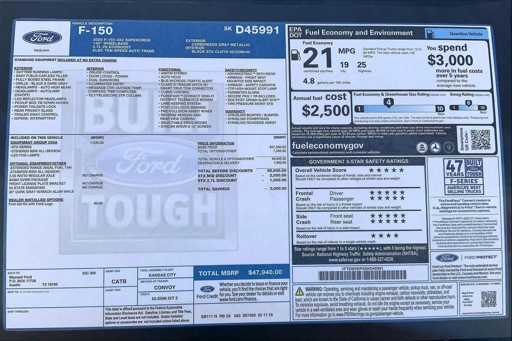 new 2025 Ford F-150 car, priced at $42,719