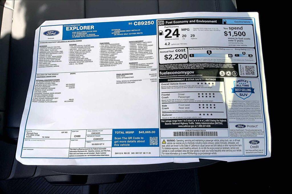 new 2025 Ford Explorer car, priced at $44,165