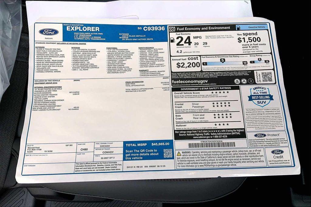 new 2025 Ford Explorer car, priced at $44,165