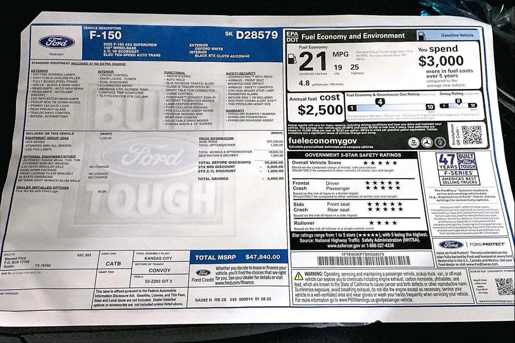 new 2025 Ford F-150 car, priced at $42,628